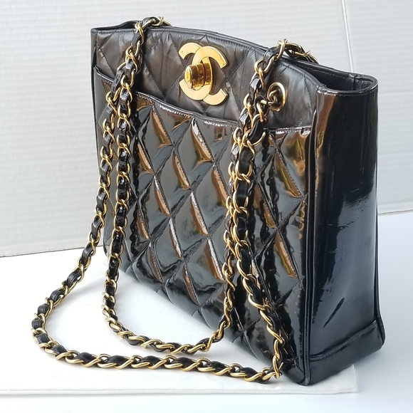 CHANEL Timeless Huge CC 24K Gold Plated Quilted leather chain strap Tote handbag - Picture 8 of 16